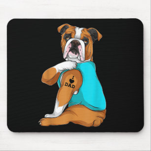 English Bulldog I Love Dad Tattoo Apparel, Dog Dad Mouse Pad
