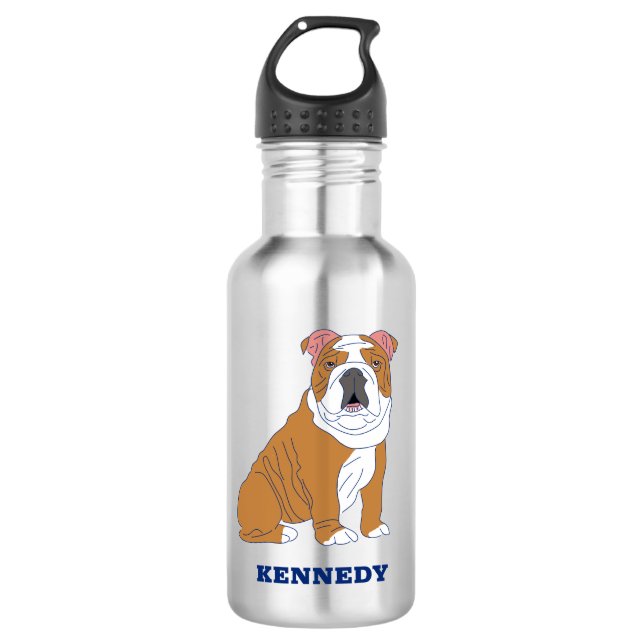 English Bulldog Illustration Personalized 532 Ml Water Bottle (Front)