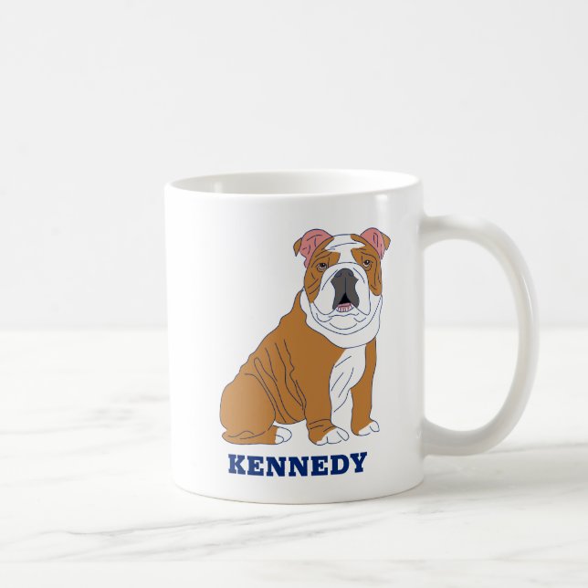 English Bulldog Illustration Personalized Coffee Mug (Right)