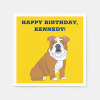 English Bulldog Illustration Personalized Party