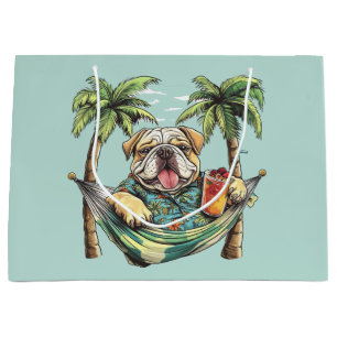 English Bulldog In Hawaiian Top Large Gift Bag