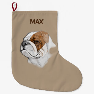 English Bulldog in Portrait Large Christmas Stocking