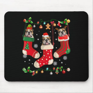 English Bulldog In Sock Christmas Santa X-mas Dog  Mouse Pad