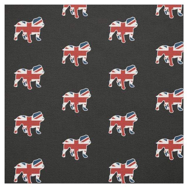 English Bulldog in Union Jack Flag Fabric (Swatch)