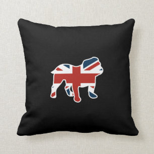 English Bulldog in Union Jack Flag Throw Pillow