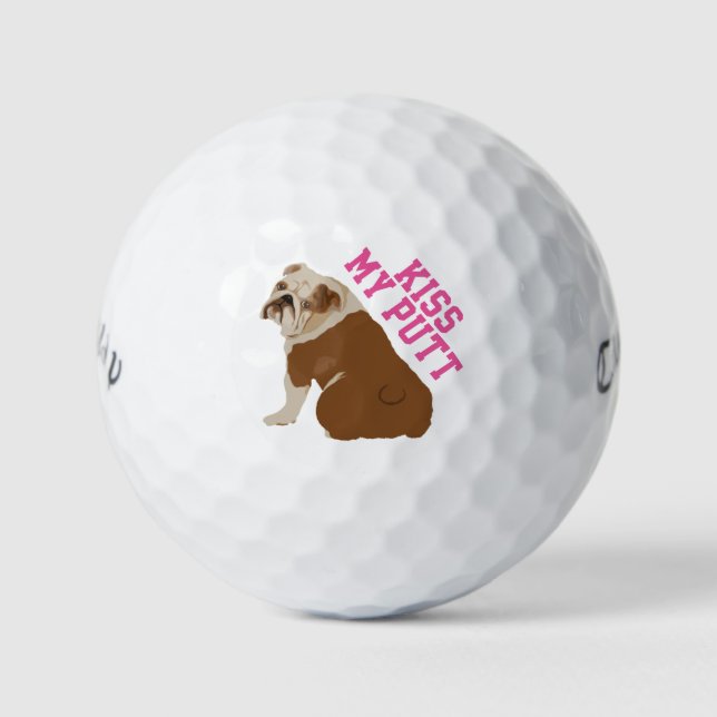 English Bulldog Kiss My Putt Golf Balls (Front)