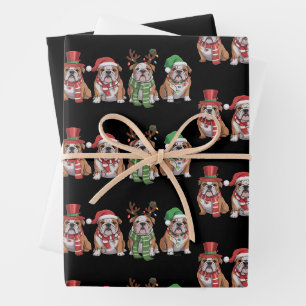 English Bulldog Lover Christmas Dog Mom Xmas Gift  Wrapping Paper Sheet