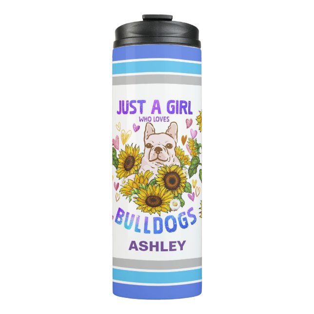 English Bulldog Lover Sunflower Trainer Floral Thermal Tumbler (Front)