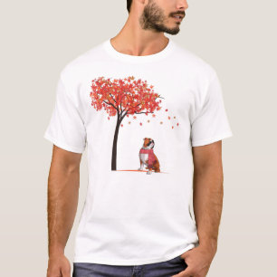 English Bulldog Maple Tree Thanksgiving Day Cute D T-Shirt