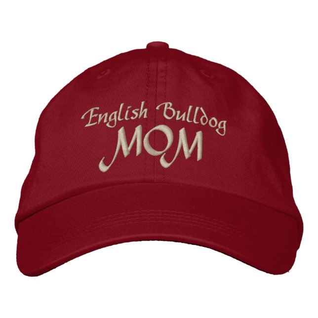English Bulldog, MOM Embroidered Hat (Front)
