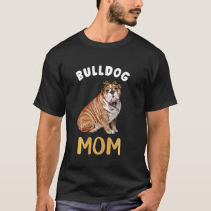 English Bulldog Mom Mama Dog Bulldog Mom Leopard T-Shirt