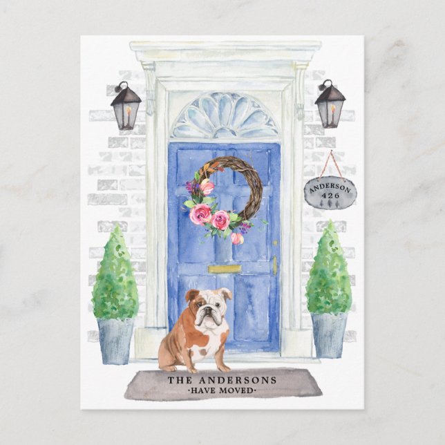 English Bulldog Moving Announcement Postcard (Front)