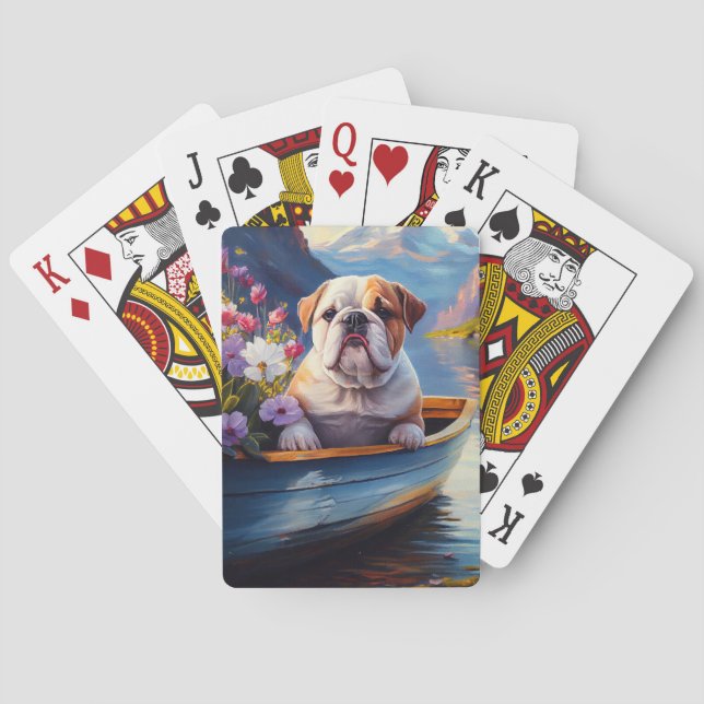 English Bulldog on a Paddle: A Scenic Adventure Playing Cards (Back)