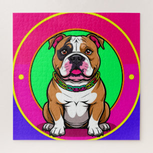 English Bulldog on a Vibrant Background Jigsaw Puzzle