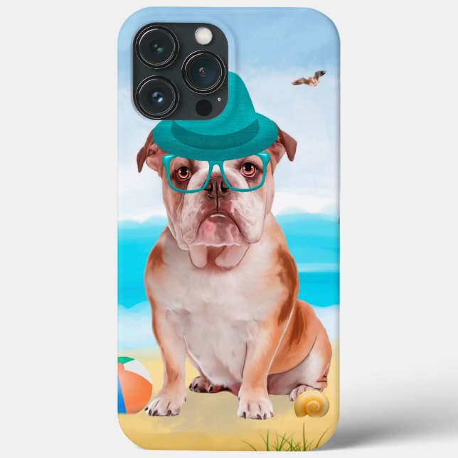 English Bulldog on Beach Case-Mate iPhone Case (Back)