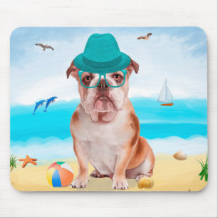 English Bulldog on Beach Mouse Pad