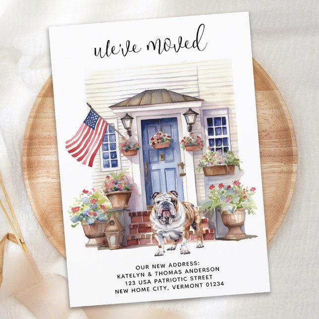 English Bulldog Patriotic Personalized Dog Moving Announcement (Creator Uploaded)