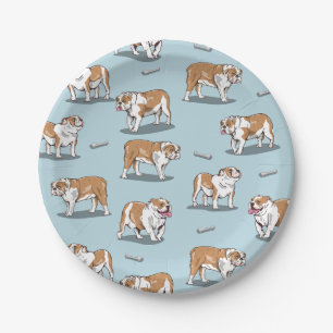English bulldog pattern paper plate