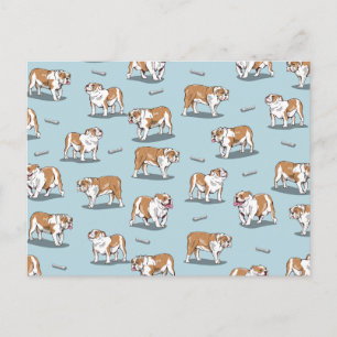 English bulldog pattern postcard
