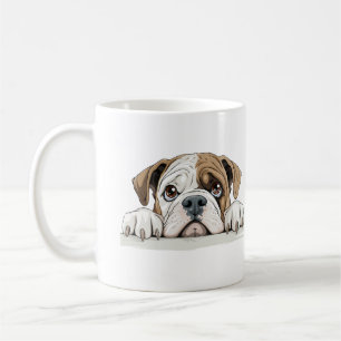 English Bulldog Peeking Cute Adorable Funny Animal Coffee Mug
