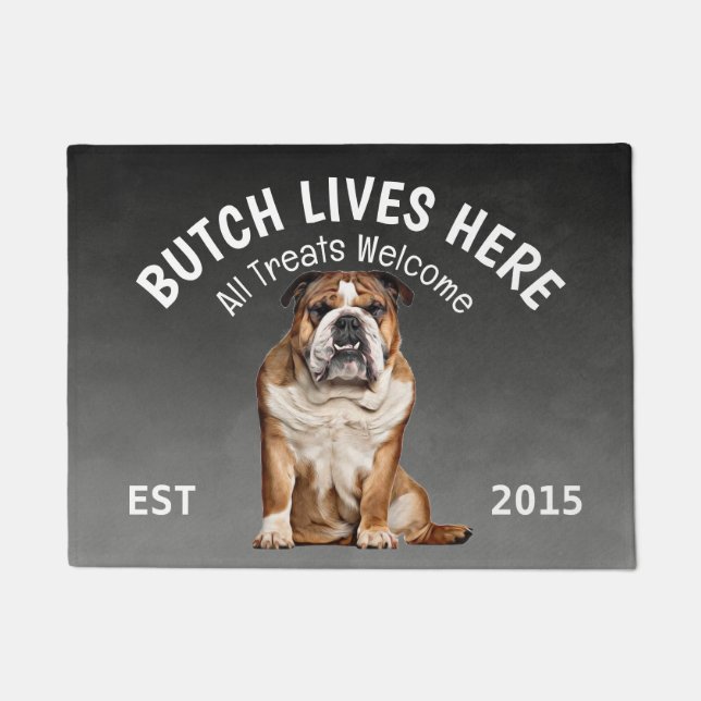 English Bulldog Personalized Dog Lover  Doormat (Front)