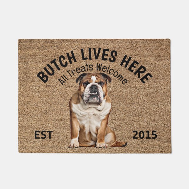 English Bulldog Personalized Dog Lover  Doormat (Front)