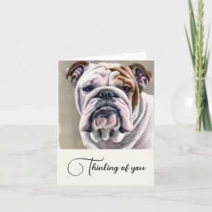 English Bulldog Personalized Thinking Of You Note Card