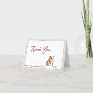 English Bulldog Pet Dog Personalize Bone Ribbon   Thank You Card