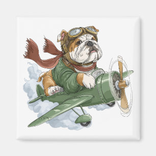 English Bulldog Pilot Airplane Magnet
