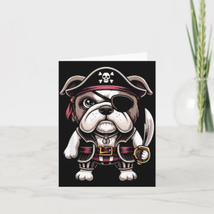 English Bulldog Pirate Dog Halloween Party Card
