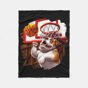 English Bulldog Playing Bysketbyll Fun Dog Bysketb Fleece Blanket