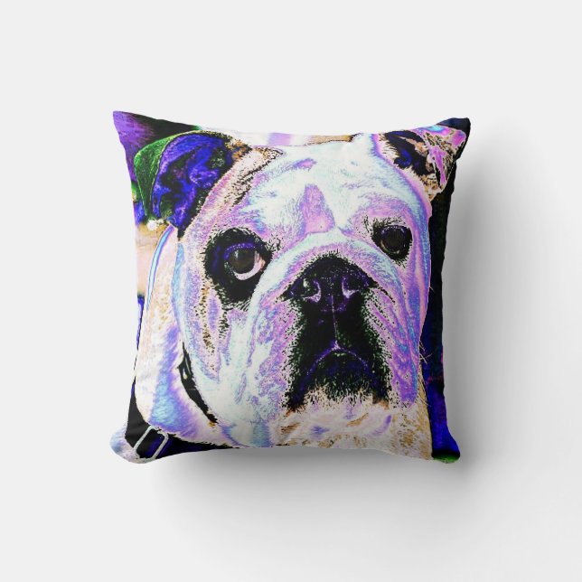 English Bulldog Pop Art Throw Pillow (Front)