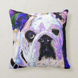 English Bulldog Pop Art Throw Pillow