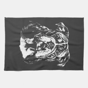 English Bulldog Portrait  Minimalist Apparel Kitchen Towel