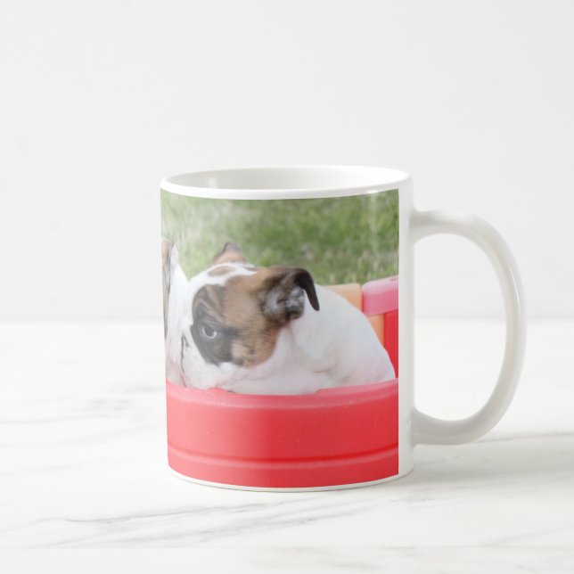English Bulldog Puppies in a Wagon Coffee Mug (Right)
