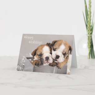 English Bulldog puppy and gifts Holiday Card