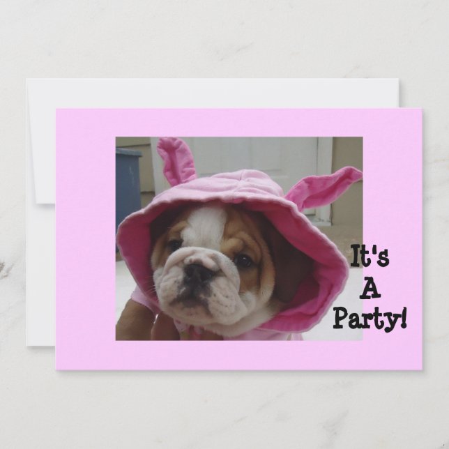 English Bulldog Puppy Invitations (Front)