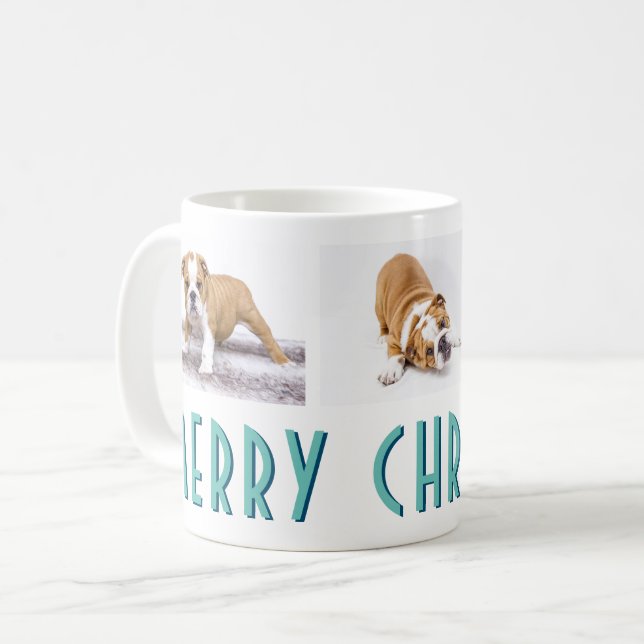 English Bulldog Puppy Photo Collage Dog Christmas Coffee Mug (Front Left)