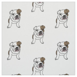 English Bulldog Puppy Print Dogs Puppies Pets Fabric