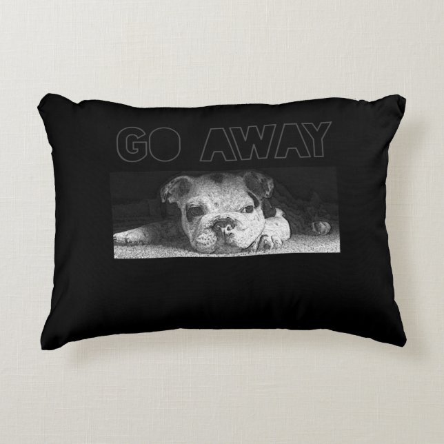 English Bulldog Puppy Social Distancing Go Away Accent Pillow (Front)