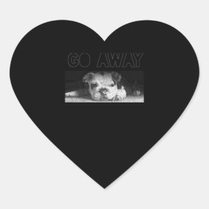 English Bulldog Puppy Social Distancing Go Away Heart Sticker