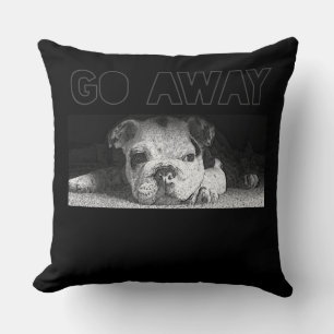 English Bulldog Puppy Social Distancing Go Away Throw Pillow