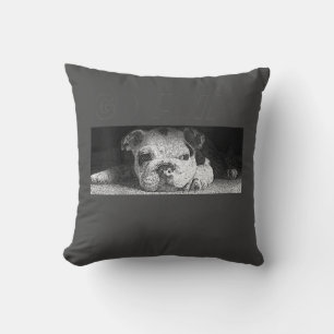 English Bulldog Puppy Social Distancing Go Away Throw Pillow