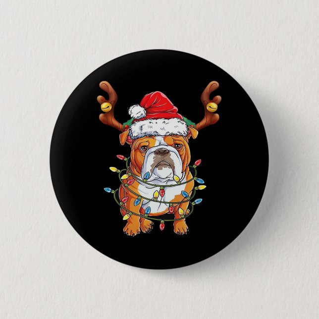 English Bulldog Reindeer Funny Christmas Essential 2 Inch Round Button (Front)