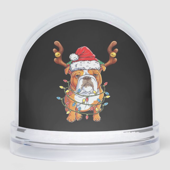 English Bulldog Reindeer Funny Christmas Essential Snowglobe (Front)