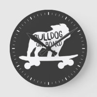 English Bulldog Riding Skateboard Bulldog on Board