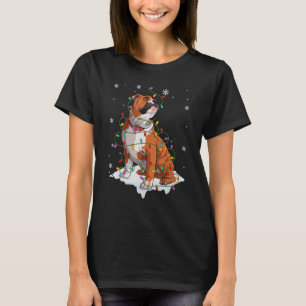 English Bulldog Santa Christmas Tree Lights Xmas B T-Shirt