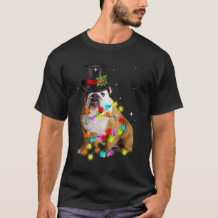 English Bulldog Santa Christmas Tree Lights Xmas B T-Shirt
