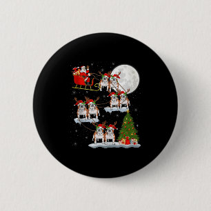 English Bulldog Santa Sleigh Flying Funny Magical 2 Inch Round Button