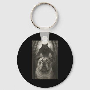 English Bulldog Selfie With Werewolf Funny  Keychain